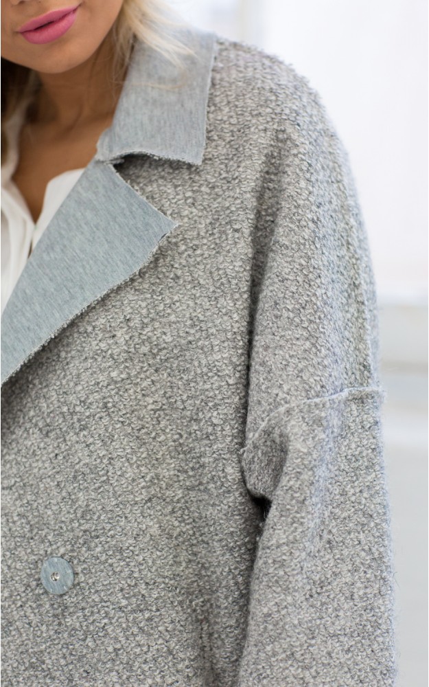 Got It Covered Coat in Light Grey Marle Showpo