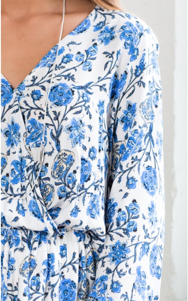 Take A Chance Playsuit in Blue Paisley SHOWPO Fashion Online