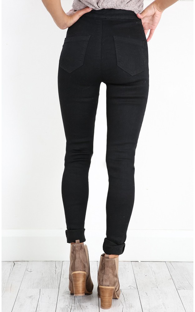 Bella skinny jeans in black denim | Showpo