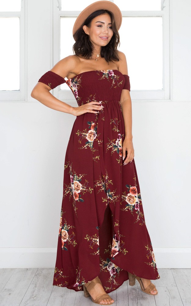 Lovestruck Maxi Dress in wine floral | Showpo