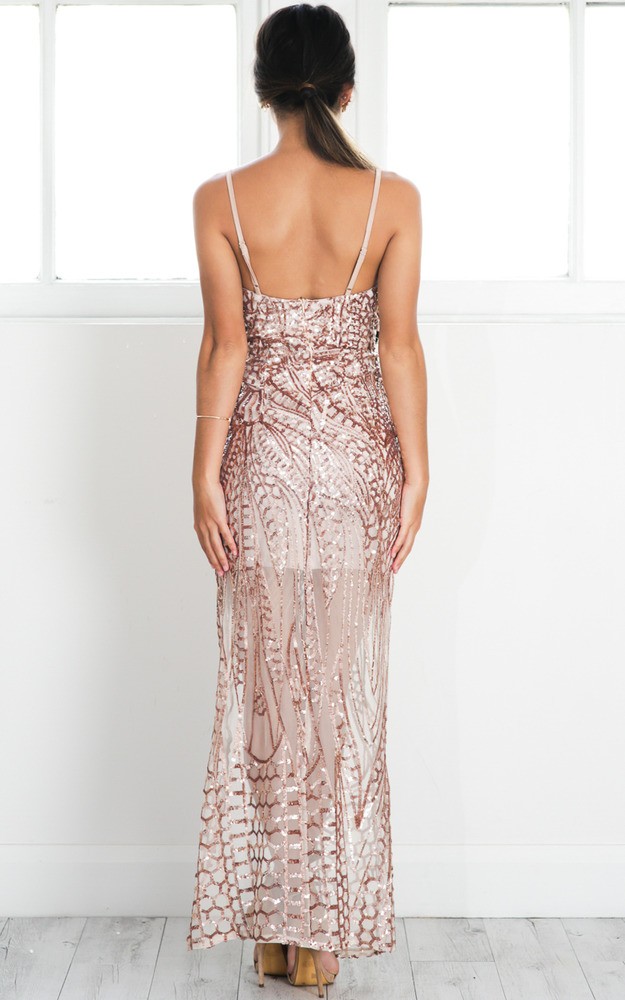 Be My Lover Dress In Rose Gold Sequin Showpo 