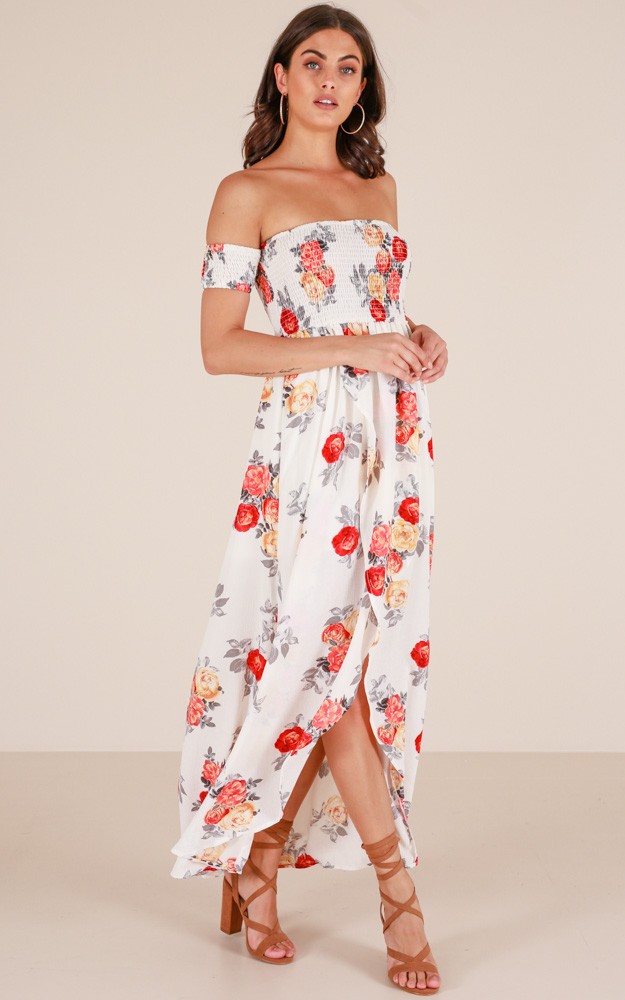 Lovestruck maxi dress in white and red floral | Showpo
