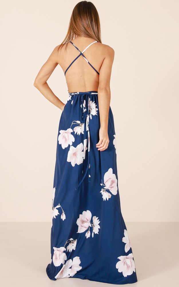 Shine Through maxi dress in navy floral | Showpo