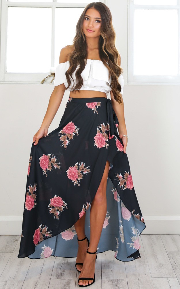 Everlasting maxi skirt in pink floral | Showpo