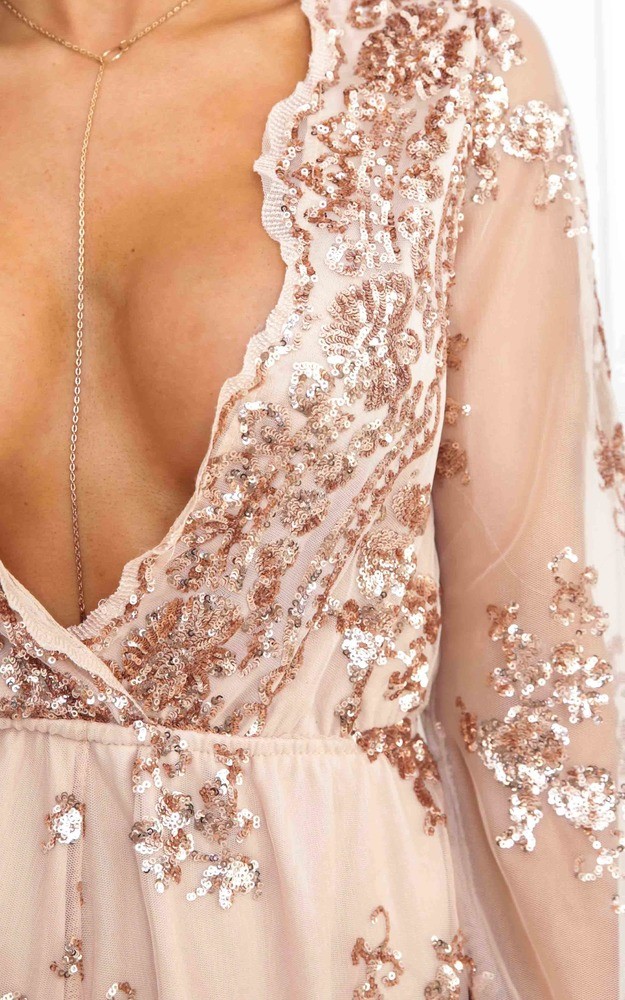 big baller playsuit in rose gold sequin