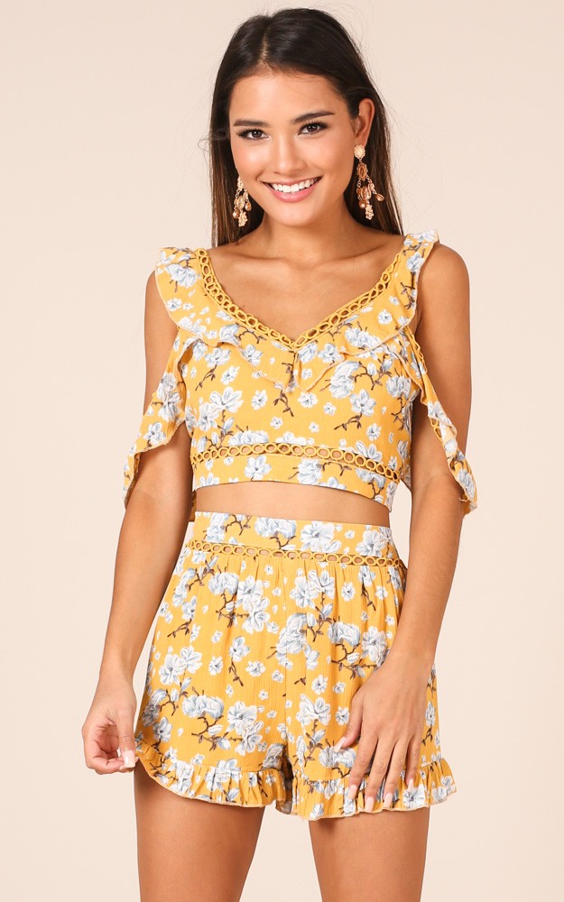 Erica two piece set in yellow floral | Showpo