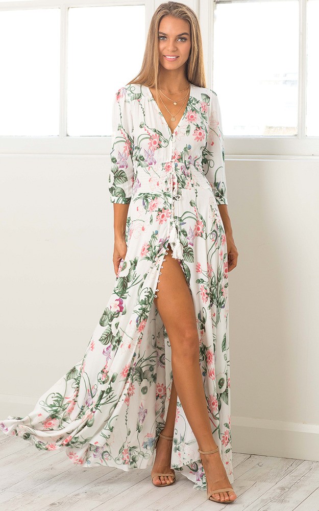 Lone Traveller maxi dress in white floral SHOWPO Fashion Online